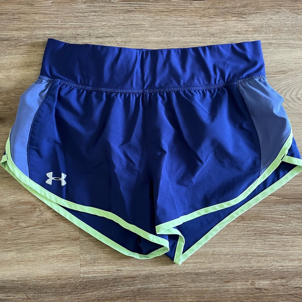 Under Armour Women's Blue Violet and Lime Athletic Shorts